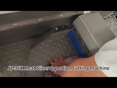 JY-36K অনুভূমিক মাংস কাটার যন্ত্র, মাংস বের করার জন্য কনভেয়ার বেল্ট সহ, যা জমাট বাঁধা গরুর মাংস ও শুকরের মাংস কাটার কাজে ব্যবহৃত হয়